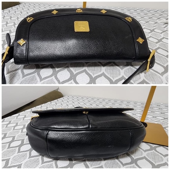 Authentic MCM Saddle Leather Flap Shoulder Bag Black - Picture 8 of 14